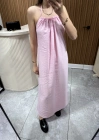 Boyundan Bağlamalı Salaş Elbise Pembe