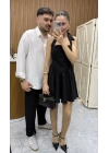 Boyundan Bağlamalı Siyah Elbise
