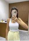 Boyundan Geçirmeli Fitilli Beyaz Bluz