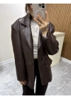 Deri Blazer Ceket Kahve