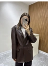 Deri Blazer Ceket Kahve