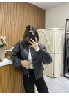 Eskitme Siyah Deri Ceket