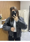 Eskitme Siyah Deri Ceket