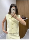 Gold Düğmeli Sarı Yelek