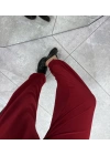 Halter Yaka Büzgülü Bluz Pantolon Takım Kırmızı