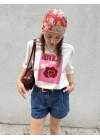 İbiza Baskılı Tshirt Beyaz