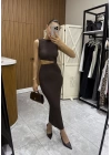 Kahve Bel Dekolteli Marka Model Elbise