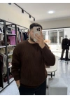 Kahve Örgülü Triko Kazak