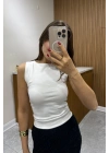 Kalın Askılı Beyaz Basic Bluz