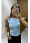 Kalın Askılı Mavi Basic Bluz