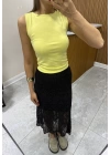 Kalın Askılı Sarı Basic Bluz