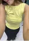 Kalın Askılı Sarı Basic Bluz