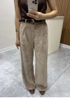 Kemerli Kadife Pantolon Camel
