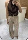 Kemerli Kadife Pantolon Camel