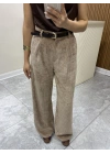 Kemerli Kadife Pantolon Camel