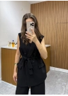 Kemerli Yelek Pantolon Takım Siyah