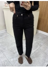 Kesik Paça Straight Jean Siyah