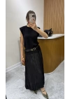 Kırışık Siyah Etek