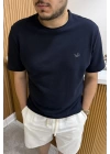 Marka Model Bisiklet Yaka Lacivert Tshirt