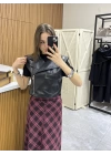 Marka Model Deri Yelek Siyah