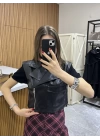 Marka Model Deri Yelek Siyah