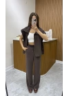 Marka Model Yelekli Kahve Eşofman Takımı