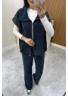 Marka Model Yelekli Lacivert Eşofman Takımı