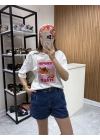 Meyve Baskılı Tshirt Beyaz
