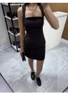 Mini Kup Detaylı Elbise Kahve