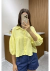 Müslin Balon Kol Sarı Gömlek