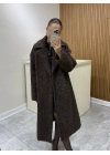 Oversize Astarlı Kahve Kürk Kaban