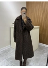 Oversize Astarlı Kahve Kürk Kaban