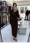 Polo Yaka Acı Kahve Triko Elbise