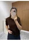 Polo Yaka Kısa Kol Acı Kahve Triko