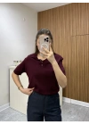 Polo Yaka Kısa Kol Bordo Triko