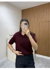 Polo Yaka Kısa Kol Bordo Triko