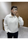 Polo Yaka Sweat Beyaz