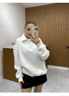 Polo Yaka Sweat Beyaz