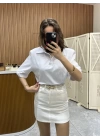 Polo Yaka Vatkalı Tshirt Beyaz