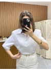 Polo Yaka Vatkalı Tshirt Beyaz