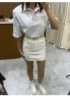 Polo Yaka Vatkalı Tshirt Beyaz
