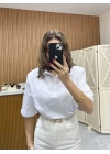 Polo Yaka Vatkalı Tshirt Beyaz