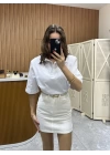 Polo Yaka Vatkalı Tshirt Beyaz