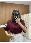 Polo Yaka Vatkalı Tshirt Bordo