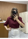 Polo Yaka Vatkalı Tshirt Bordo