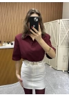 Polo Yaka Vatkalı Tshirt Bordo