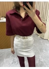 Polo Yaka Vatkalı Tshirt Bordo
