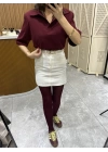 Polo Yaka Vatkalı Tshirt Bordo