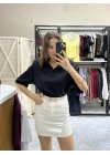 Polo Yaka Vatkalı Tshirt Siyah