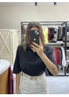 Polo Yaka Vatkalı Tshirt Siyah
